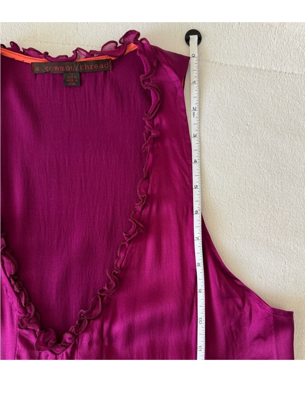 A Common Thread Silk Blend Pleated Dress Magenta Purple Size M - Picture 7 of 14
